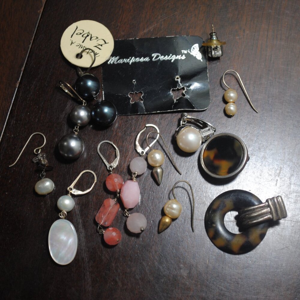 Lot of Misc. Single Earrings Sterling / Silver Beaded Crafts